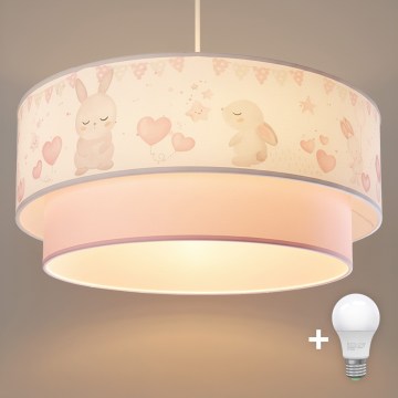 Brilagi - LED Detský luster na lanku BOBO 1xE27/60W/230V pr. 40 cm krémová/ružová/zajačiky