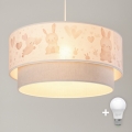 Brilagi - LED detský luster na lanku BOBO 1xE27/60W/230V pr. 40 cm krémová/šedá/zajačiky