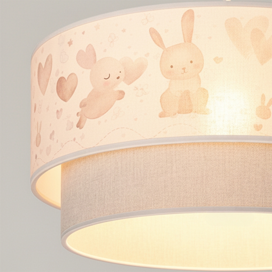 Brilagi - LED detský luster na lanku BOBO 1xE27/60W/230V pr. 40 cm krémová/šedá/zajačiky
