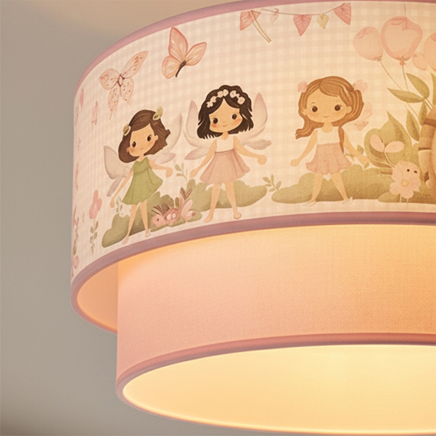 Brilagi - LED detský luster na lanku BOBO 1xE27/60W/230V pr. 40 cm ružový/víly