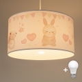 Brilagi - LED detský luster na lanku BOBO 1xE27/60W/230V priemer 35 cm biela/zvieratká