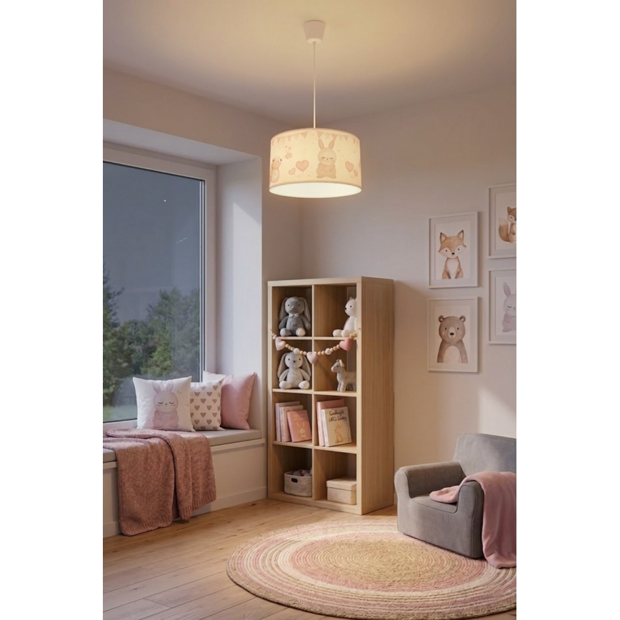 Brilagi - LED detský luster na lanku BOBO 1xE27/60W/230V priemer 35 cm biela/zvieratká