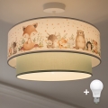 Brilagi - LED Detský prísadený luster BOBO 1xE27/60W/230V pr. 40 cm biela/zelená/zvieratká