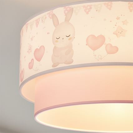 Brilagi - LED detské prisadené svietidlo BOBO 1xE27/60W/230V priemer 40 cm krémová/ružová/s motívom zajačikov