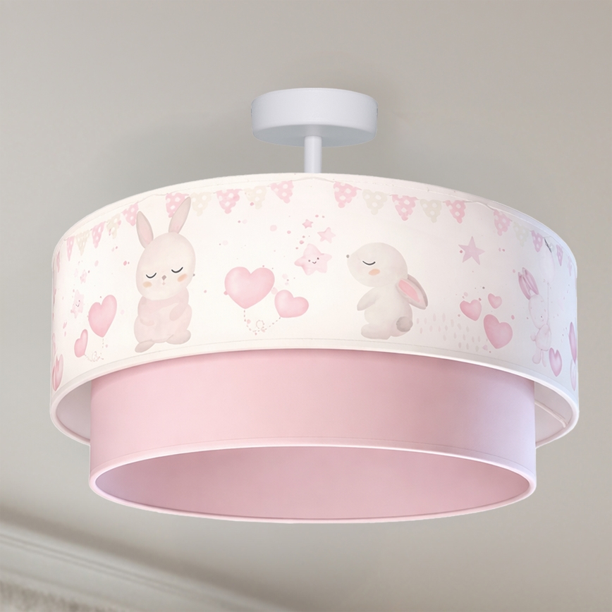 Brilagi - LED detské prisadené svietidlo BOBO 1xE27/60W/230V priemer 40 cm krémová/ružová/s motívom zajačikov
