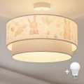 Brilagi - LED detský prisadený luster BOBO 1xE27/60W/230V pr. 40 cm krémová/sivá/zajačiky