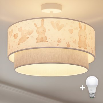 Brilagi - LED detský prisadený luster BOBO 1xE27/60W/230V pr. 40 cm krémová/sivá/zajačiky