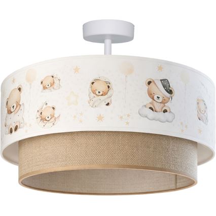 Brilagi - LED detské prisadené stropné svietidlo BOBO 1xE27/60W/230V pr. 40 cm biela/béžová/medvedíky