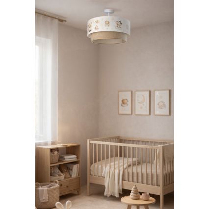 Brilagi - LED detské prisadené stropné svietidlo BOBO 1xE27/60W/230V pr. 40 cm biela/béžová/medvedíky