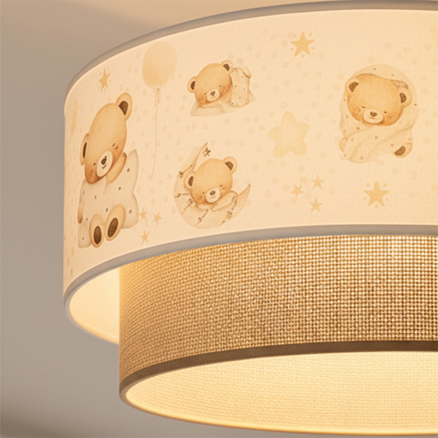 Brilagi - LED detské prisadené stropné svietidlo BOBO 1xE27/60W/230V pr. 40 cm biela/béžová/medvedíky
