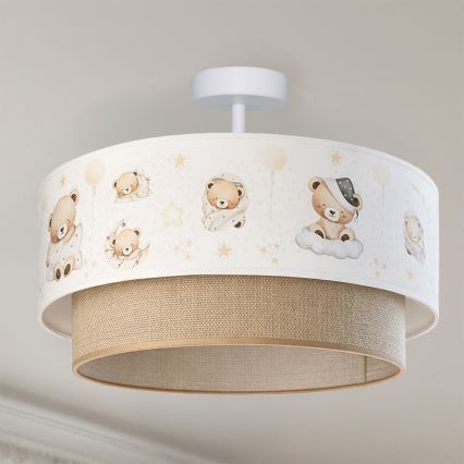 Brilagi - LED detské prisadené stropné svietidlo BOBO 1xE27/60W/230V pr. 40 cm biela/béžová/medvedíky