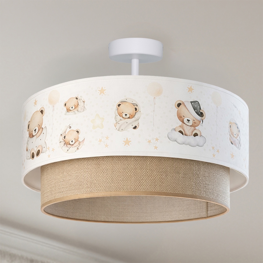 Brilagi - LED detské prisadené stropné svietidlo BOBO 1xE27/60W/230V pr. 40 cm biela/béžová/medvedíky