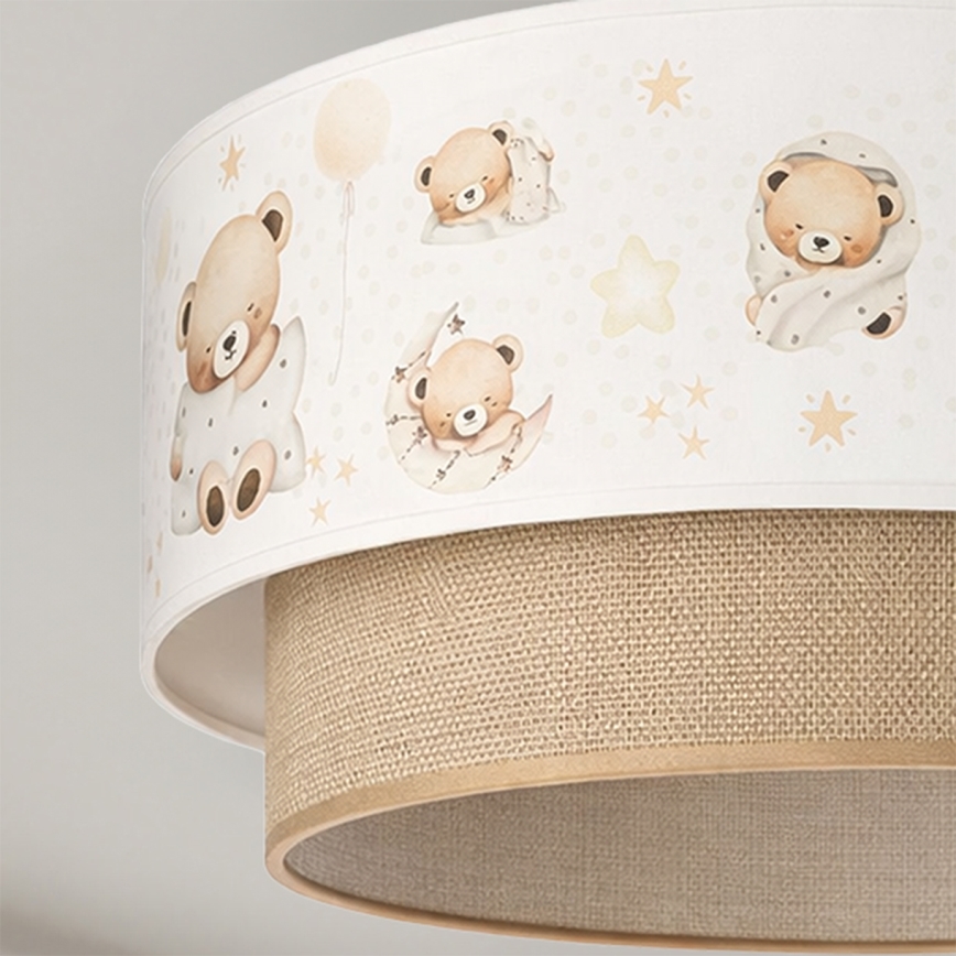 Brilagi - LED detské prisadené stropné svietidlo BOBO 1xE27/60W/230V pr. 40 cm biela/béžová/medvedíky
