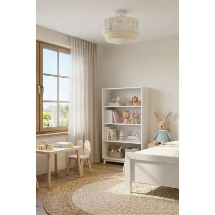 Brilagi - LED Detský prisadený luster BOBO 1xE27/60W/230V priemer 40 cm biela/béžová/zvieratká