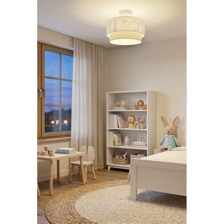 Brilagi - LED Detský prisadený luster BOBO 1xE27/60W/230V priemer 40 cm biela/béžová/zvieratká