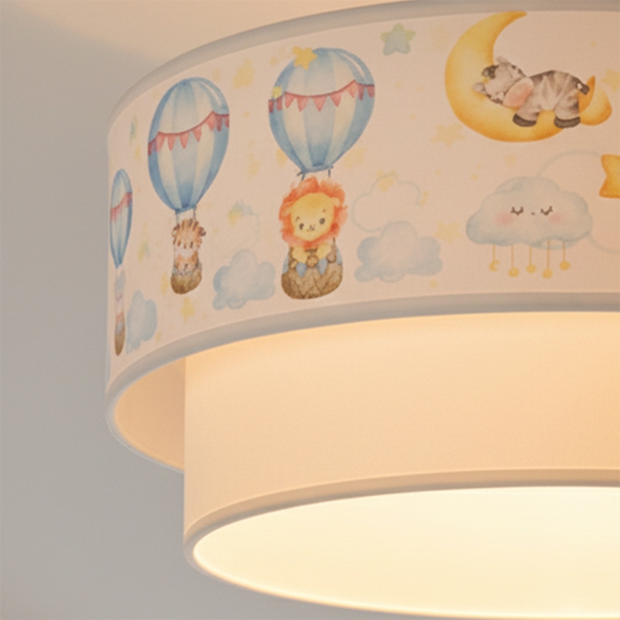 Brilagi - LED Detský prisadený luster BOBO 1xE27/60W/230V priemer 40 cm biela/béžová/zvieratká