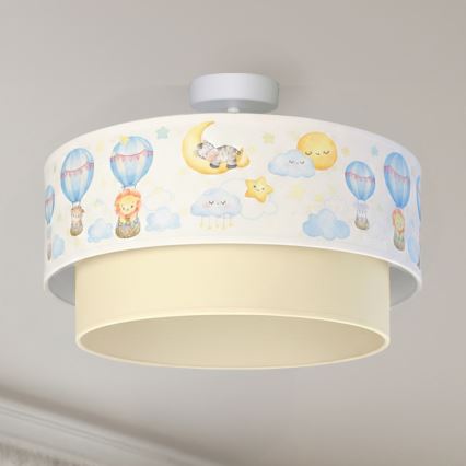 Brilagi - LED Detský prisadený luster BOBO 1xE27/60W/230V priemer 40 cm biela/béžová/zvieratká