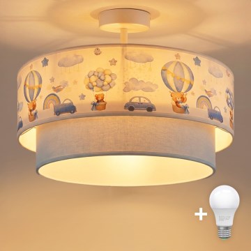 Brilagi - LED detský prisadený luster BOBO 1xE27/60W/230V priemer 40 cm krémová/modrá/medvedíky