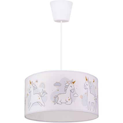Brilagi - LED detský luster na lanku BOBO 1xE27/60W/230V pr. 35 cm biela/jednorožce