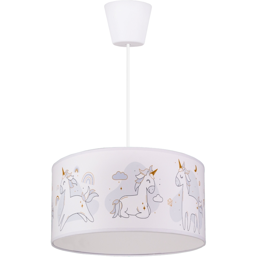 Brilagi - LED detský luster na lanku BOBO 1xE27/60W/230V pr. 35 cm biela/jednorožce