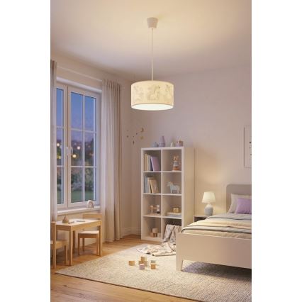 Brilagi - LED detský luster na lanku BOBO 1xE27/60W/230V pr. 35 cm biela/jednorožce