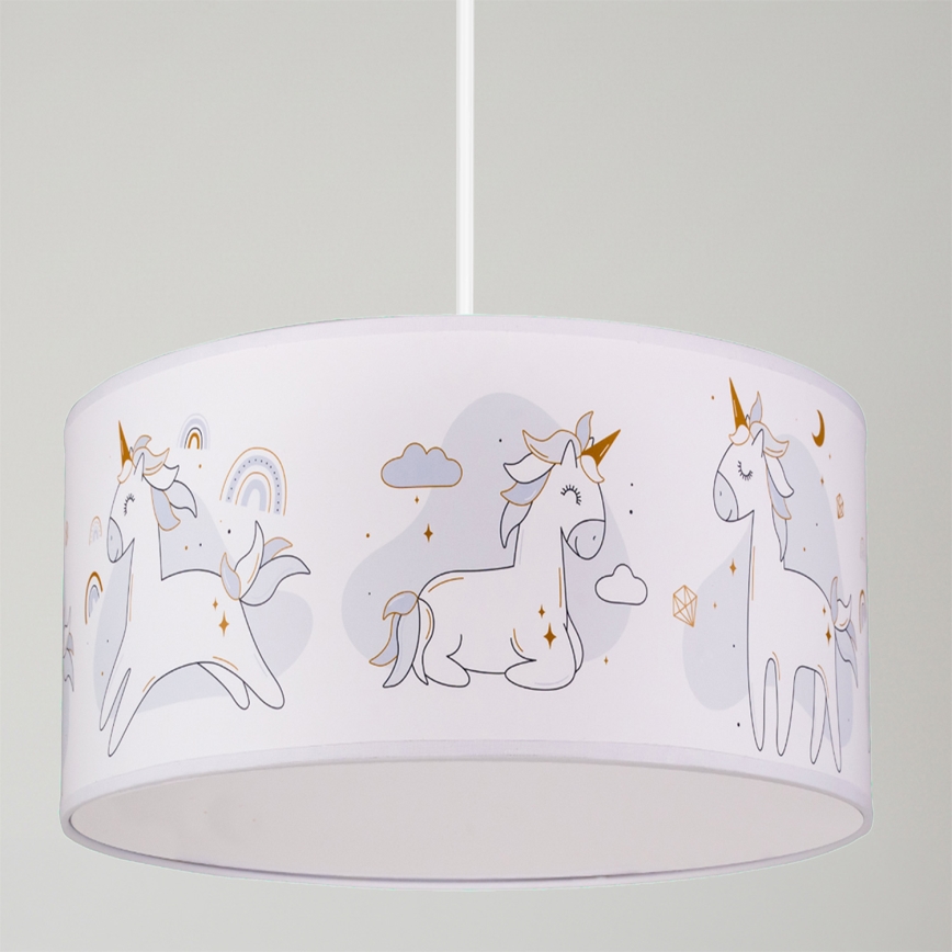 Brilagi - LED detský luster na lanku BOBO 1xE27/60W/230V pr. 35 cm biela/jednorožce