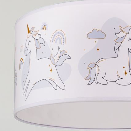 Brilagi - LED detský luster na lanku BOBO 1xE27/60W/230V pr. 35 cm biela/jednorožce
