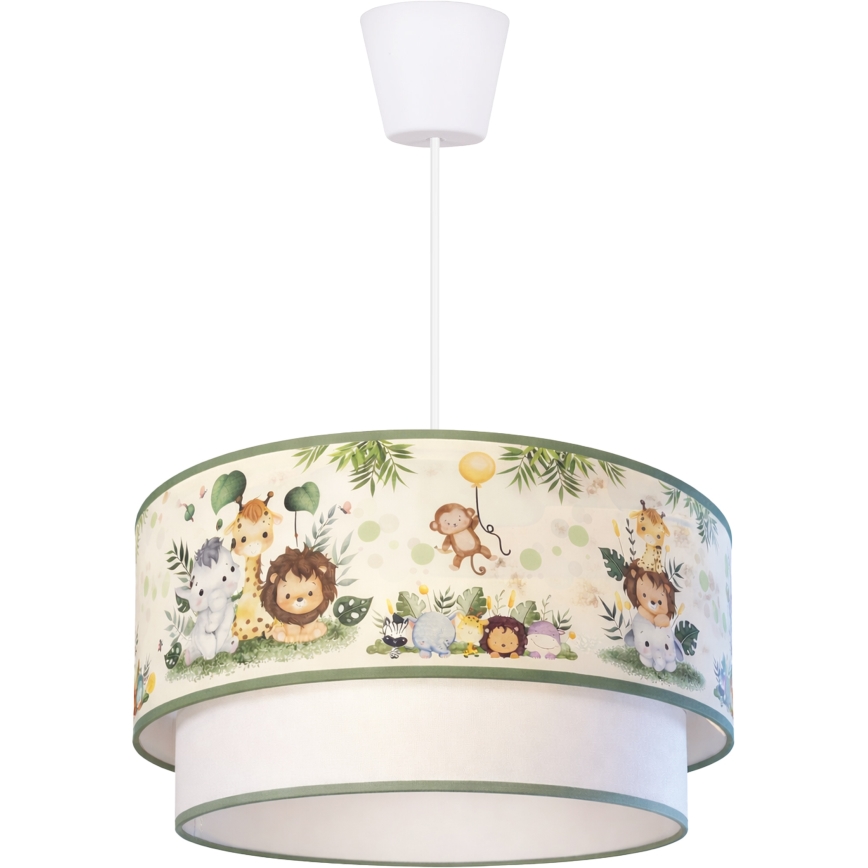 Brilagi - LED Detský luster na lanku BOBO 1xE27/60W/230V pr. 40 cm krémová/zelená/džungľa
