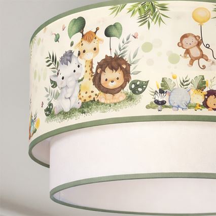 Brilagi - LED Detský luster na lanku BOBO 1xE27/60W/230V pr. 40 cm krémová/zelená/džungľa