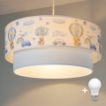 Brilagi-LED Detský závesný luster na lanku BOBO 1xE27/60W/230V priemer 40 cm krémová/modrá/medvedík