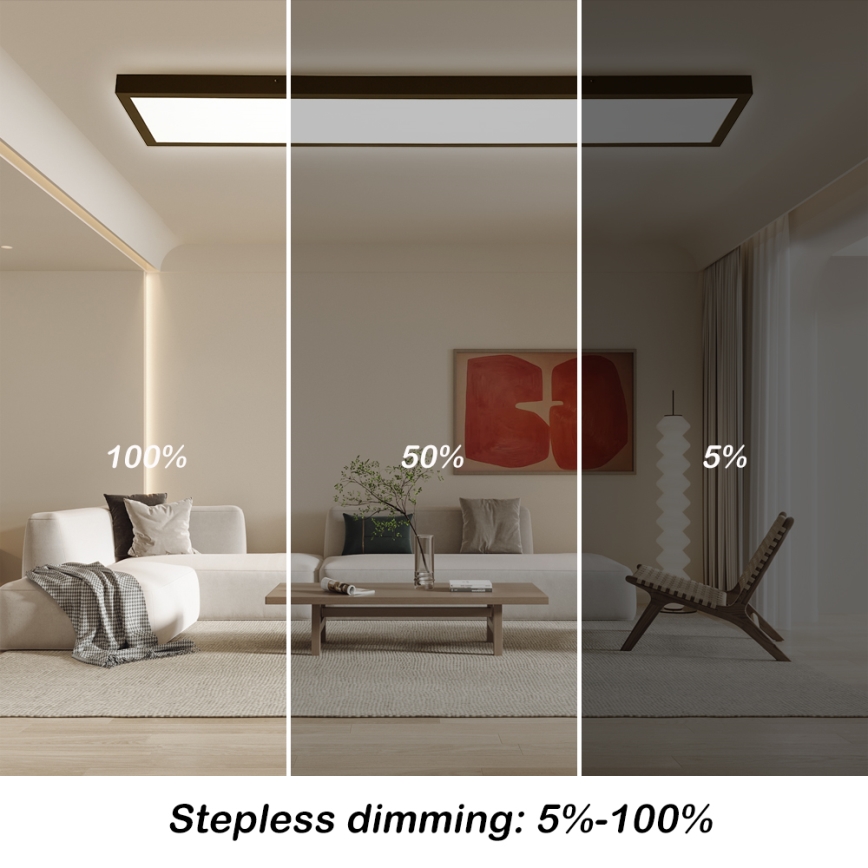 Brilagi - Dimmable Stropné Osvetlenie do Kúpeľne FRAME SMART LED/50W/230V 30x120 cm 3000-6000K IP44 čierne + diaľkové ovládanie