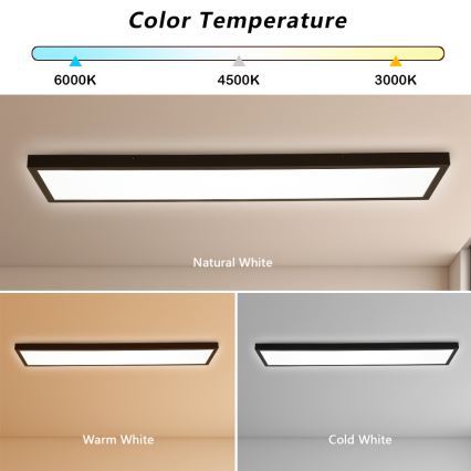 Brilagi - Dimmable Stropné Osvetlenie do Kúpeľne FRAME SMART LED/50W/230V 30x120 cm 3000-6000K IP44 čierne + diaľkové ovládanie