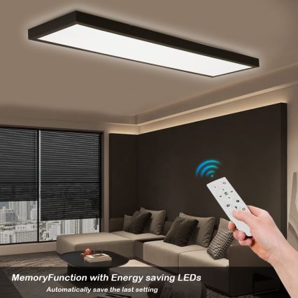 Brilagi - Dimmable Stropné Osvetlenie do Kúpeľne FRAME SMART LED/50W/230V 30x120 cm 3000-6000K IP44 čierne + diaľkové ovládanie