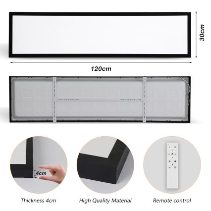 Brilagi - Dimmable Stropné Osvetlenie do Kúpeľne FRAME SMART LED/50W/230V 30x120 cm 3000-6000K IP44 čierne + diaľkové ovládanie