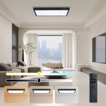 Brilagi - LED Dimmable stropné svietidlo FRAME SMART LED/30W/230V 30x60 cm 3000-6000K IP44 čierna + diaľkové ovládanie