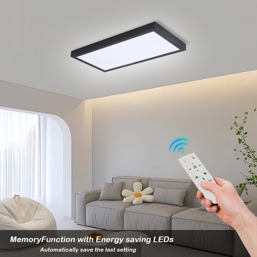 Brilagi - LED Dimmable stropné svietidlo FRAME SMART LED/30W/230V 30x60 cm 3000-6000K IP44 čierna + diaľkové ovládanie