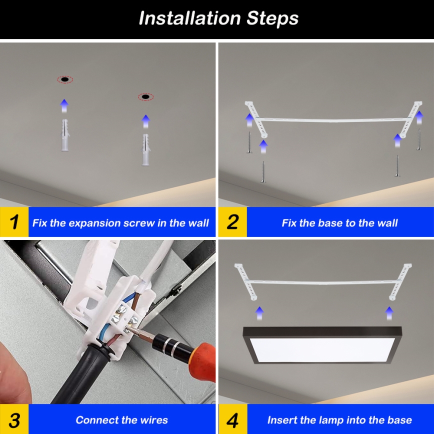 Brilagi - LED Dimmable stropné svietidlo FRAME SMART LED/30W/230V 30x60 cm 3000-6000K IP44 čierna + diaľkové ovládanie