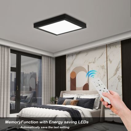 Brilagi - LED Dimmovateľné Stropné Svetlo do Kúpeľne FRAME SMART LED/24W/230V 30x30 cm 3000-6000K IP44 Čierne + Diaľkové Ovládanie