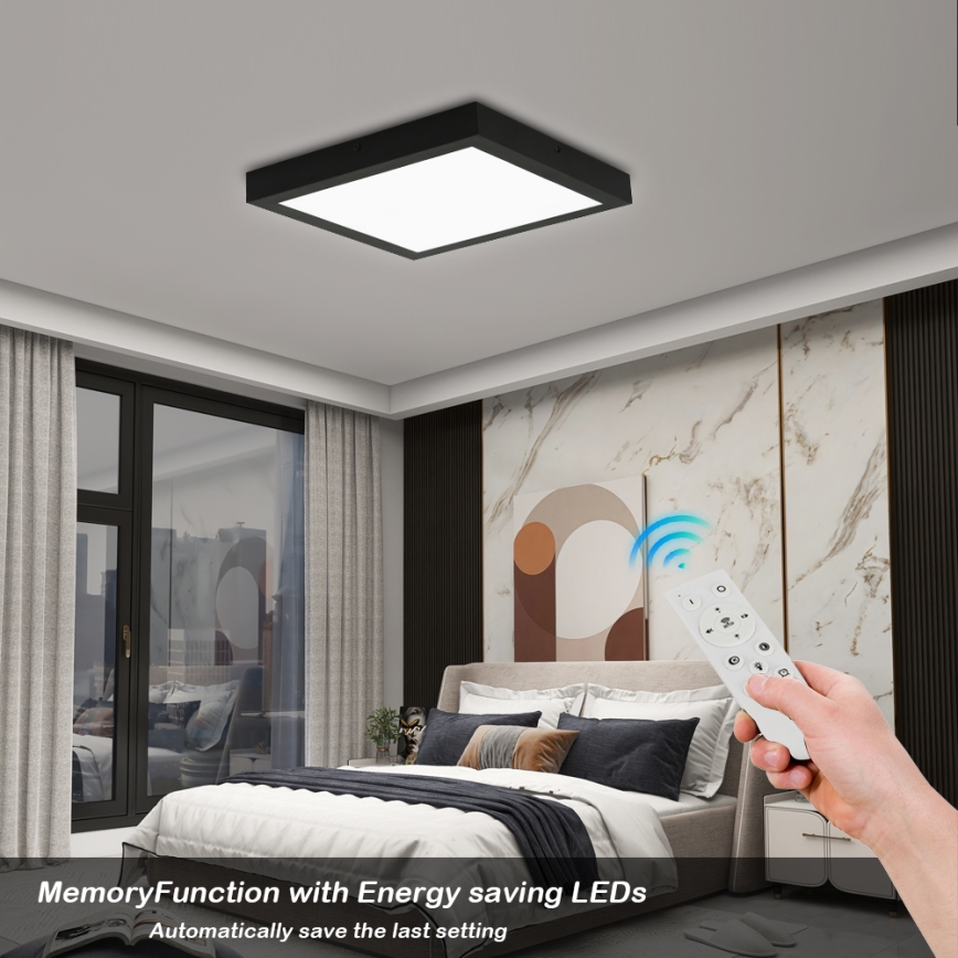 Brilagi - LED Dimmovateľné Stropné Svetlo do Kúpeľne FRAME SMART LED/24W/230V 30x30 cm 3000-6000K IP44 Čierne + Diaľkové Ovládanie