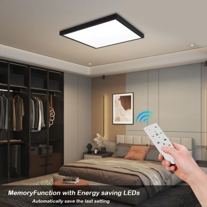 Brilagi - Dimmovateľné stropné svietidlo do kúpeľne FRAME SMART LED/50W/230V 60x60 cm 3000-6000K IP44 čierne + diaľkové ovládanie