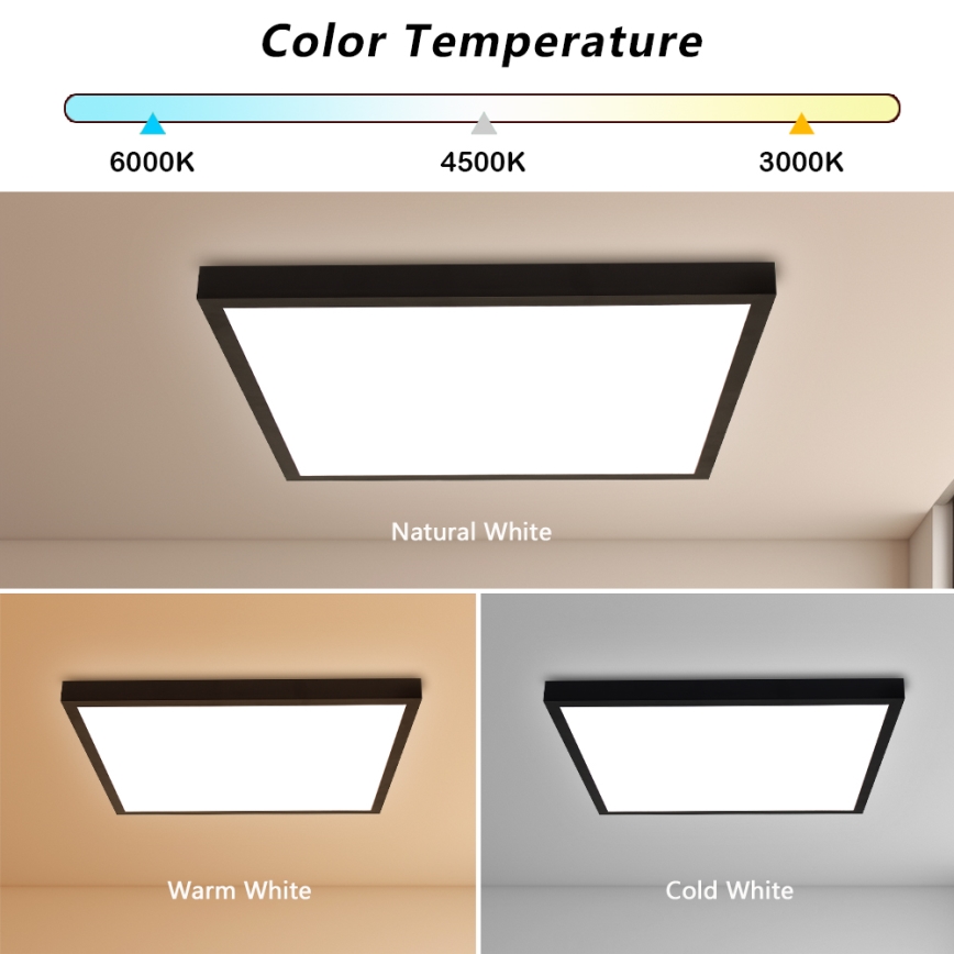 Brilagi - Dimmovateľné stropné svietidlo do kúpeľne FRAME SMART LED/50W/230V 60x60 cm 3000-6000K IP44 čierne + diaľkové ovládanie