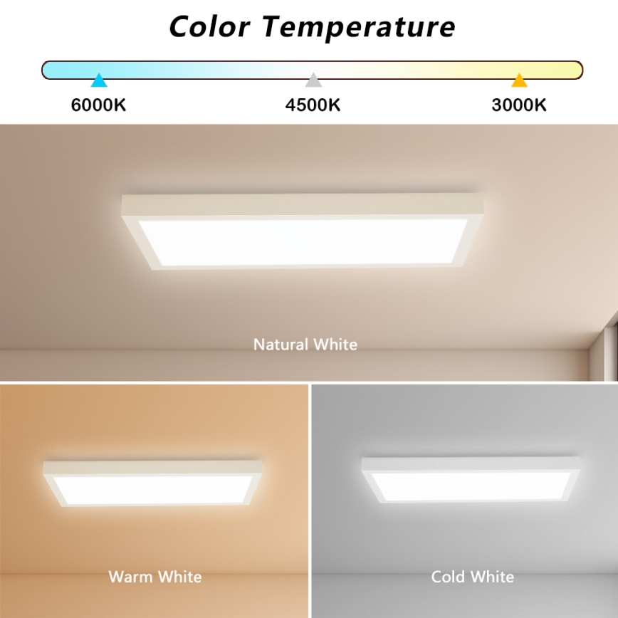 Brilagi - LED Dimmovateľné stropné svietidlo FRAME SMART LED/30W/230V 30x60 cm 3000-6000K IP44 biela + diaľkové ovládanie