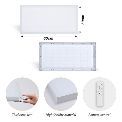 Brilagi - LED Dimmovateľné stropné svietidlo FRAME SMART LED/30W/230V 30x60 cm 3000-6000K IP44 biela + diaľkové ovládanie