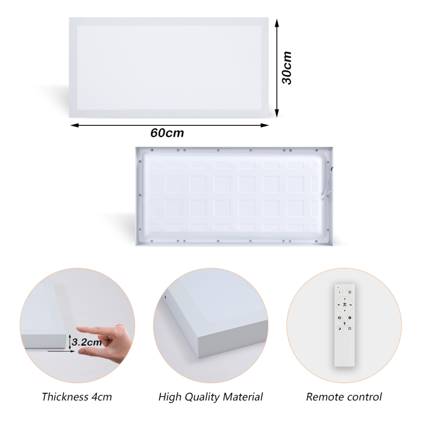 Brilagi - LED Dimmovateľné stropné svietidlo FRAME SMART LED/30W/230V 30x60 cm 3000-6000K IP44 biela + diaľkové ovládanie