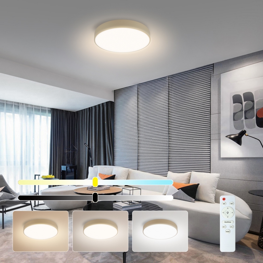 Brilagi - LED stmievateľná stropná lampa POOL LED/36W/230V 3000-6000K priemer 30 cm béžová + diaľkové ovládanie