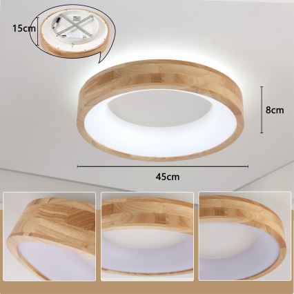 Brilagi - LED stropné svietidlo FALCON WOOD LED/30W/230V 3000/4000/6000K, priemer 45 cm, drevené prevedenie