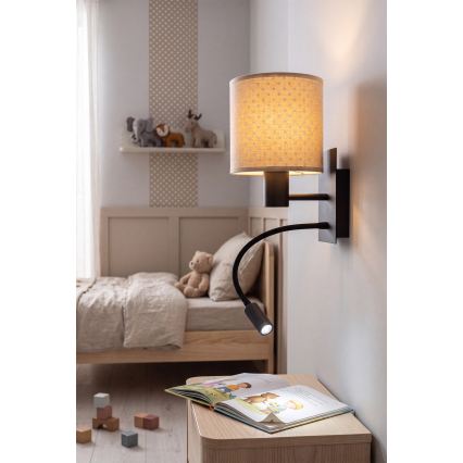 BRILAGI - LED flexibilné nástenné svietidlo BOBO 1xE27/25W/230V + LED/3W čierna/béžová/bodky