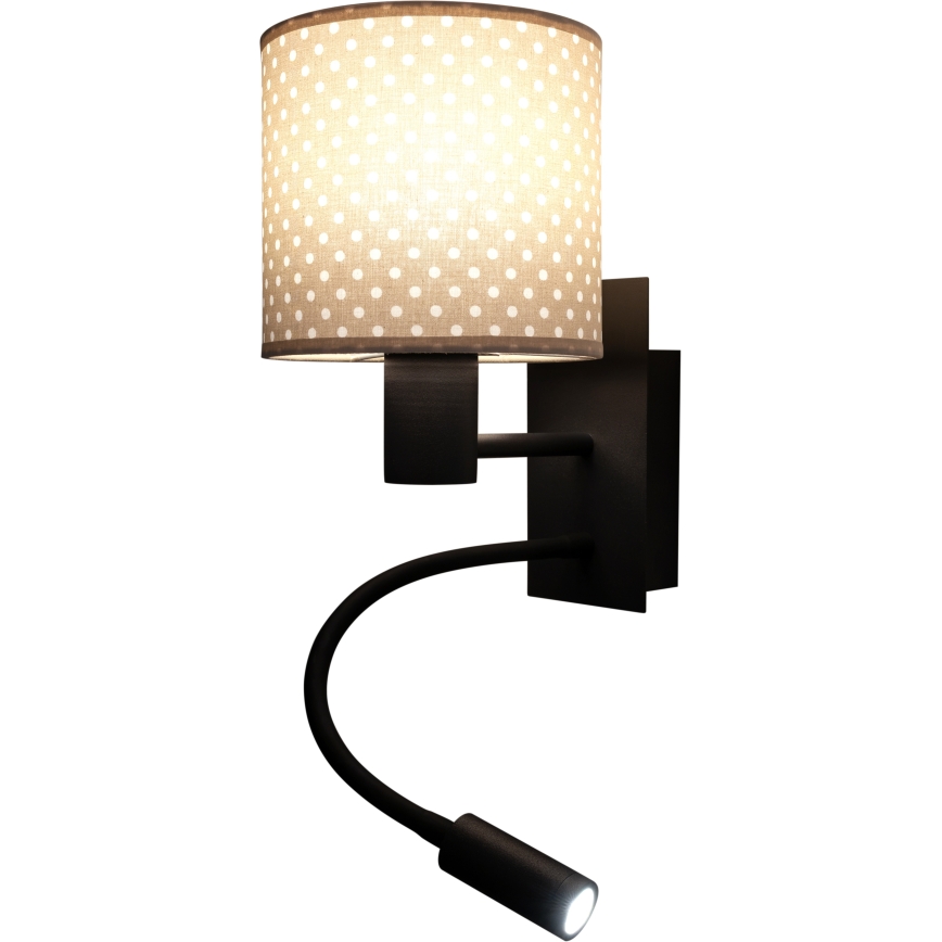 BRILAGI - LED flexibilné nástenné svietidlo BOBO 1xE27/25W/230V + LED/3W čierna/béžová/bodky