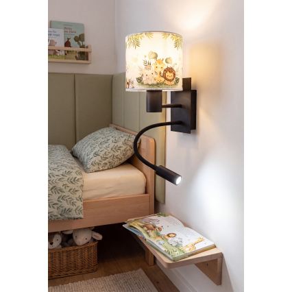 BRILAGI - LED detská flexibilná nástenná lampa BOBO 1xE27/25W/230V + LED/3W čierna/biela/zelená/džungľa