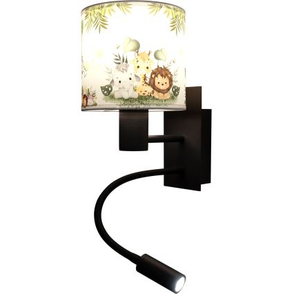 BRILAGI - LED detská flexibilná nástenná lampa BOBO 1xE27/25W/230V + LED/3W čierna/biela/zelená/džungľa